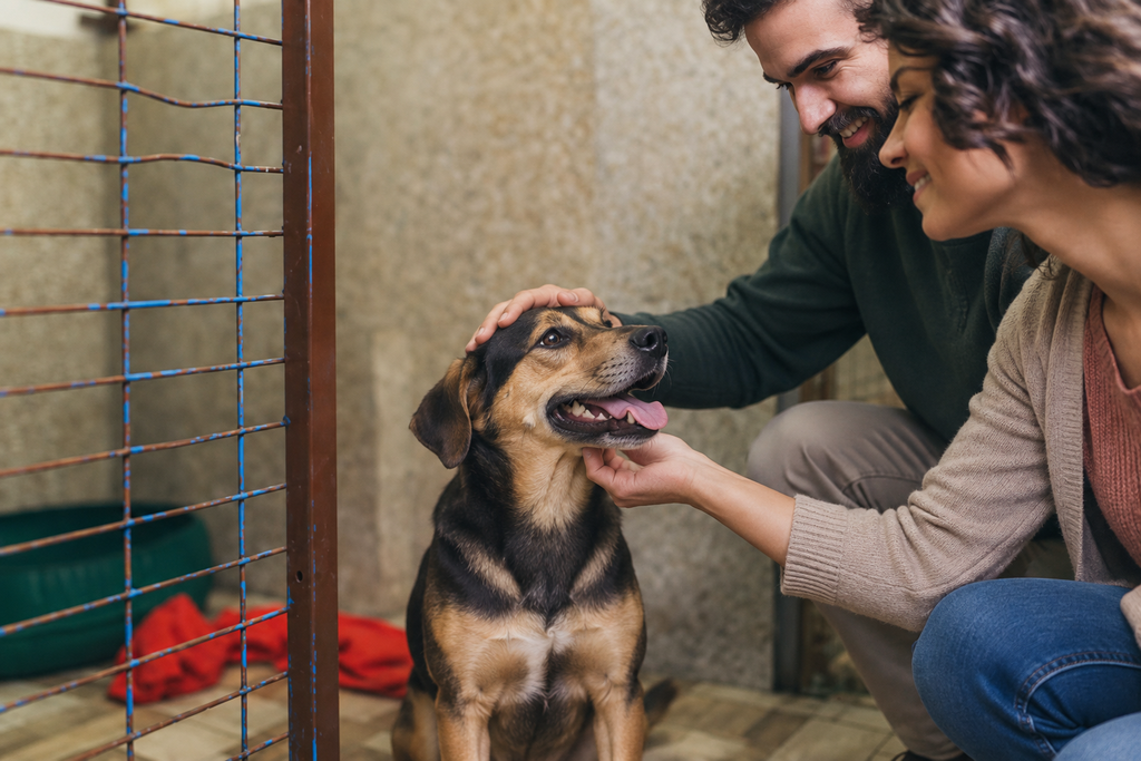 Para poznająca psa przed adopcją